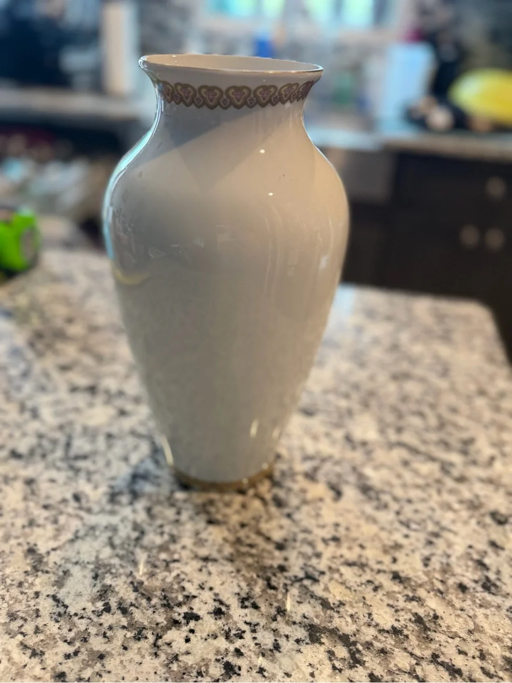 White Porcelain Floral Accent Vase with Pink Blossoms
